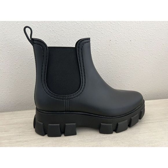 JEFFREY CAMPBELL Women Sz 10 Hydra Platform Chelsea Rain Boots Black Rubber - Picture 5 of 9